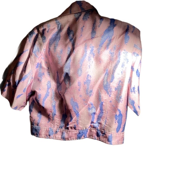 3.1 PHILLIP LIM JACQUARD Kimono Coupé JACQUARD MOTO rose bleu Cropped Trendy 6 - Picture 3 of 5